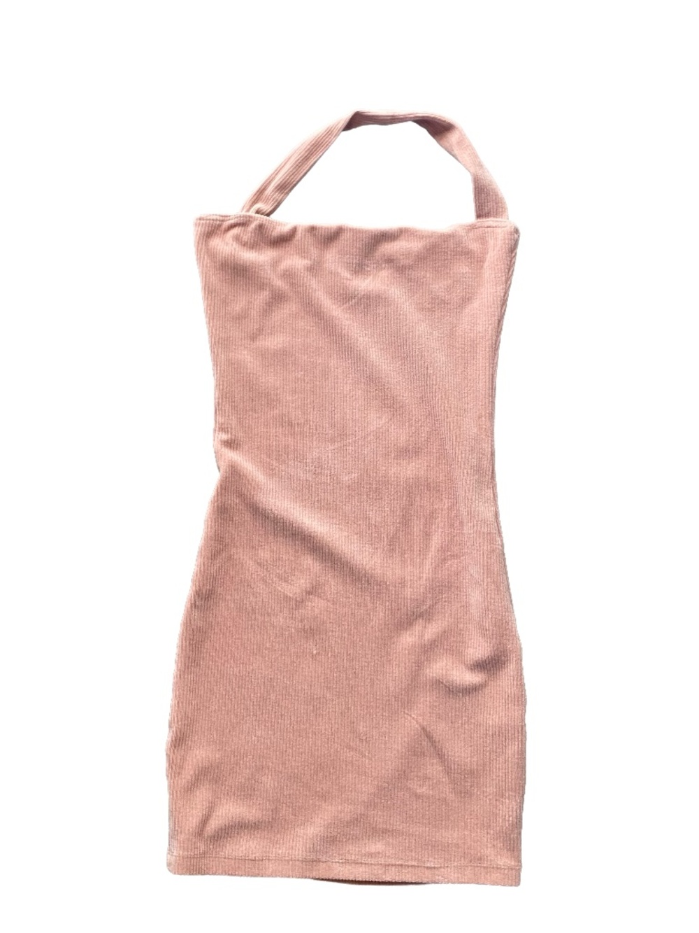 Line By K Pink Ribbed Mini Halter Dress SZ XS